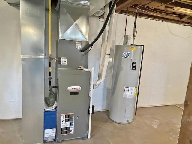 utility room with water heater