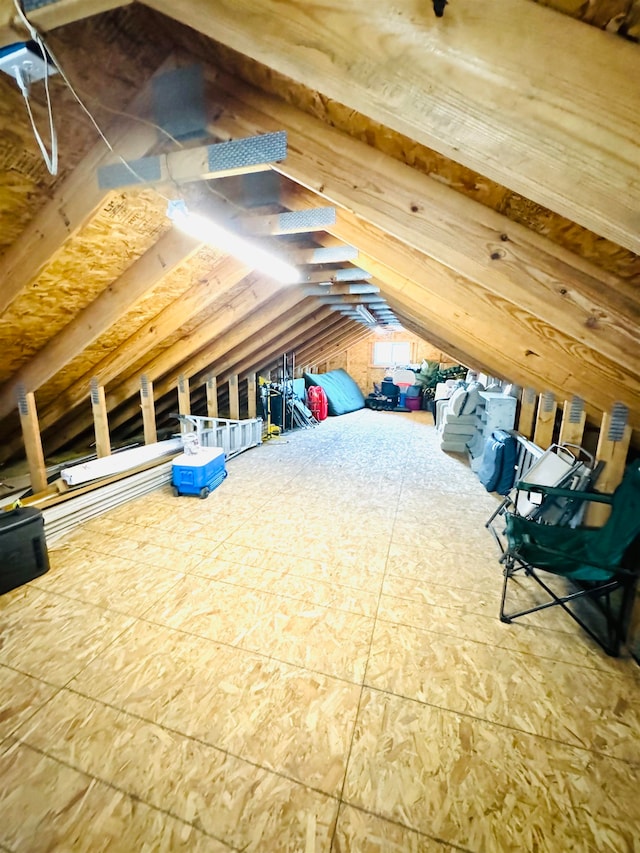 view of unfinished attic