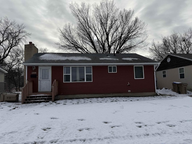 view of snow covered property