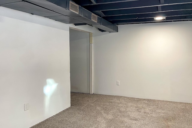 basement with carpet