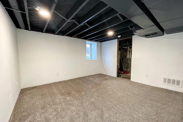 basement with carpet floors