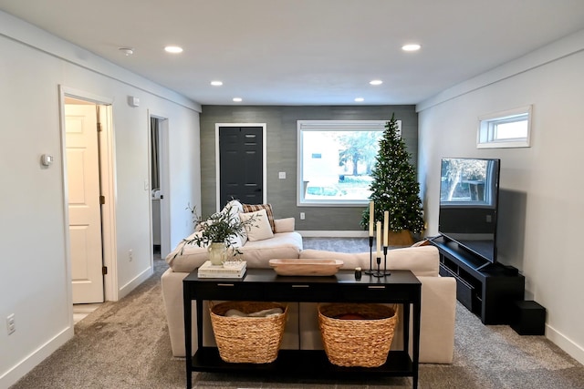 carpeted living room with a wealth of natural light