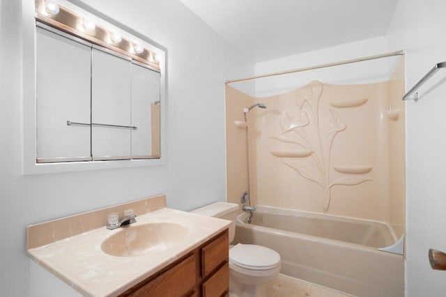 full bathroom featuring vanity, toilet, and shower / bath combination