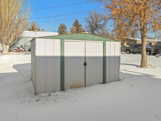 view of snow covered structure