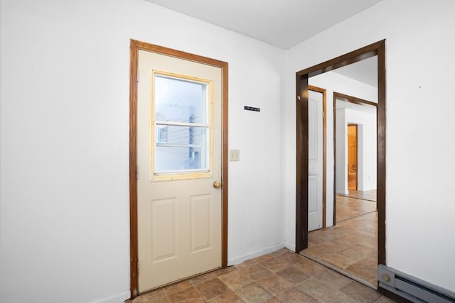 doorway with a baseboard radiator