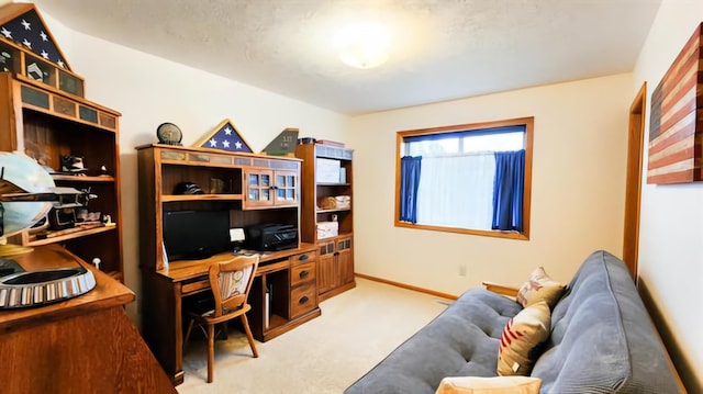 view of carpeted home office