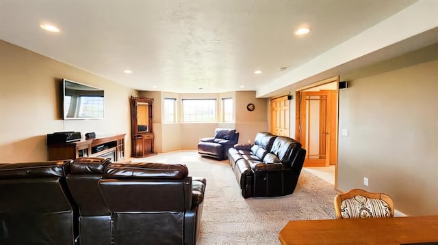 living room with light carpet