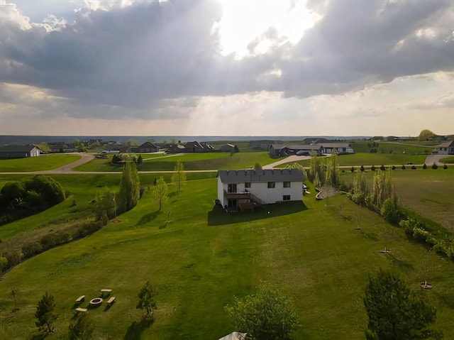 drone / aerial view with a rural view