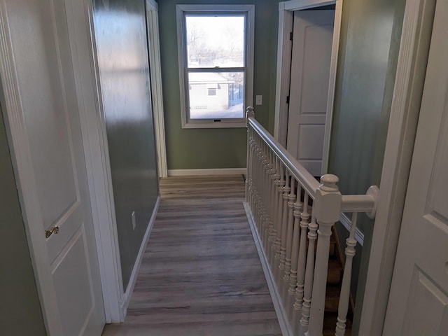 hallway with wood-type flooring