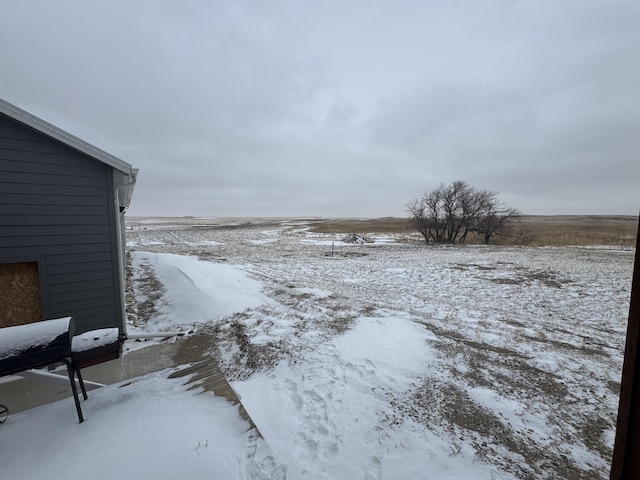 view of yard layered in snow