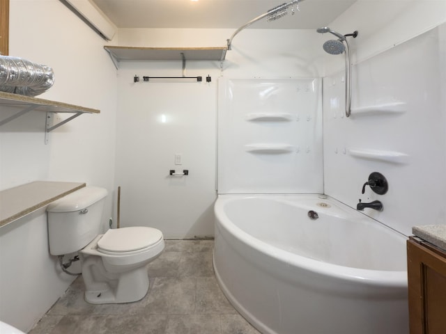 full bathroom with shower / tub combination, vanity, and toilet