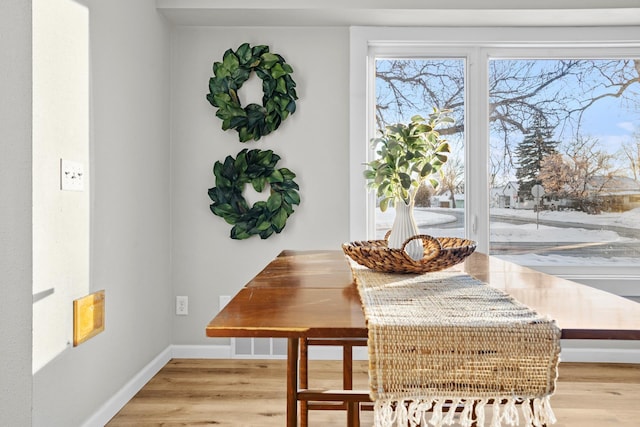 dining room with light hardwood / wood-style floors