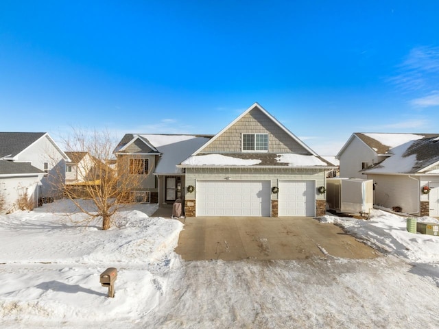 view of front of house with a garage