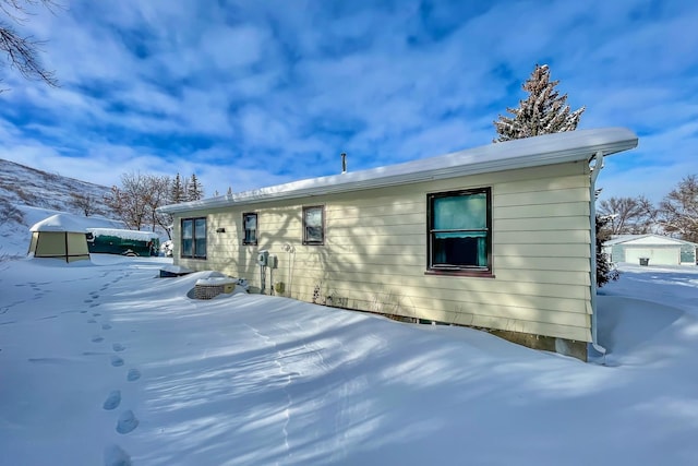 view of snow covered exterior