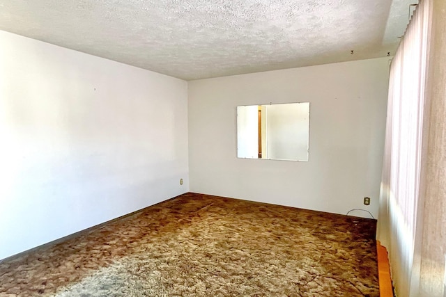 spare room with carpet flooring and a textured ceiling