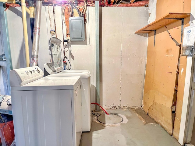 laundry room featuring independent washer and dryer and electric panel