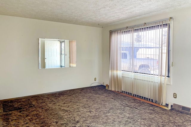 spare room with carpet flooring and a textured ceiling