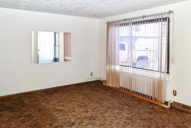 empty room featuring carpet floors and a textured ceiling