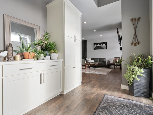 hall featuring dark hardwood / wood-style flooring