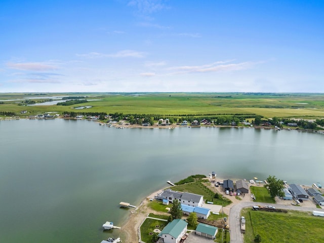 529 Rice Lake Rd, Rice Lake, ND 58735 - birds eye view of property with a rural view and a water view