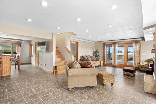 529 Rice Lake Rd, Rice Lake, ND 58735 - living room featuring a textured ceiling