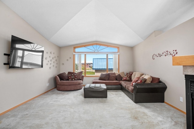 529 Rice Lake Rd, Rice Lake, ND 58735 - living room with carpet floors and vaulted ceiling
