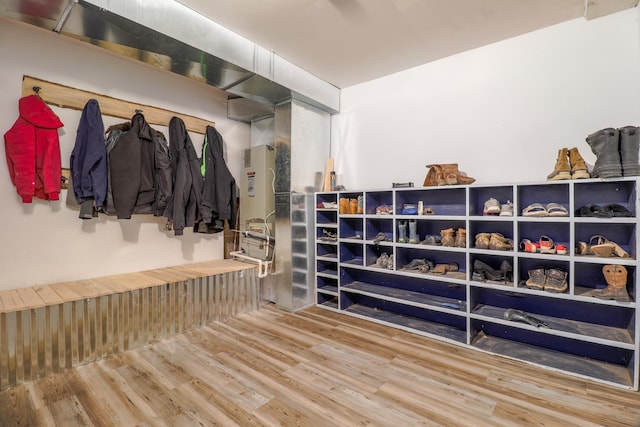 mudroom featuring wood-type flooring