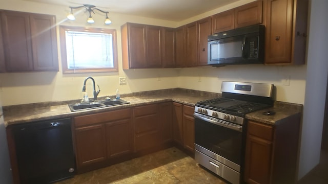 kitchen with sink and black appliances