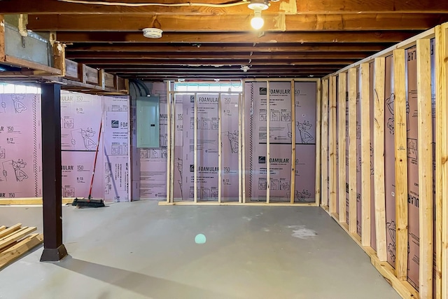 basement with electric panel