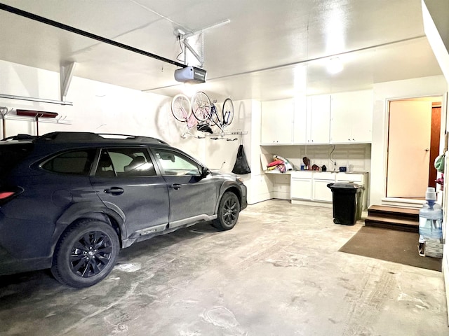 garage with a garage door opener