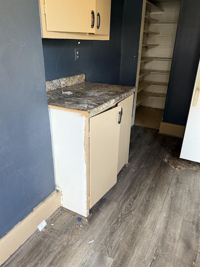 kitchen with dark hardwood / wood-style floors