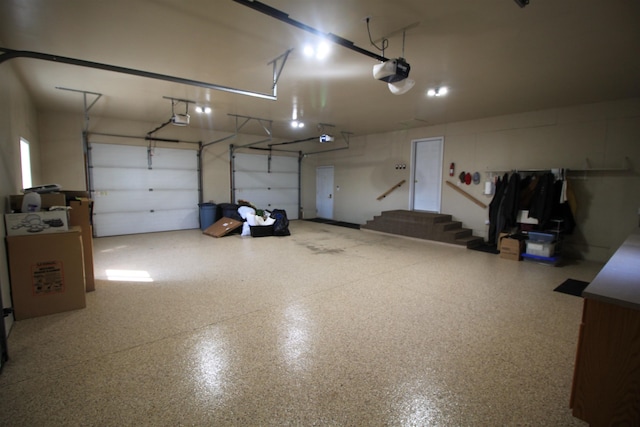 garage with a garage door opener