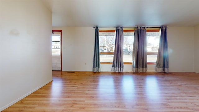 empty room featuring light hardwood / wood-style floors and plenty of natural light