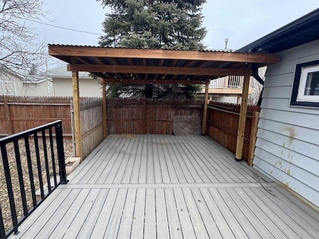 deck featuring a fenced backyard