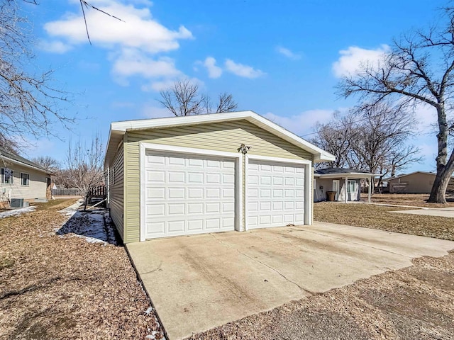 view of detached garage