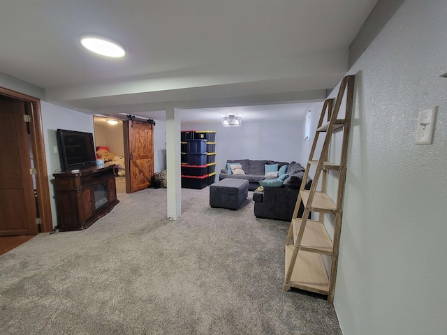 1425 9th St, Minot, ND 58701 - living room with carpet flooring and a barn door