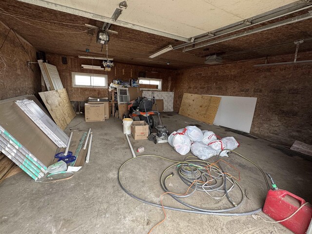 garage with a garage door opener