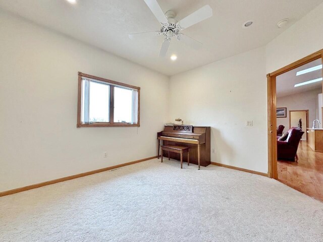 bedroom with recessed lighting, carpet flooring, and baseboards