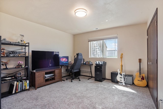 office space featuring carpet floors and visible vents