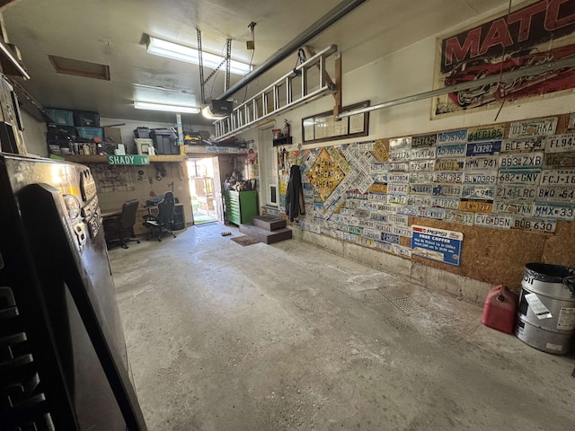 garage with a garage door opener