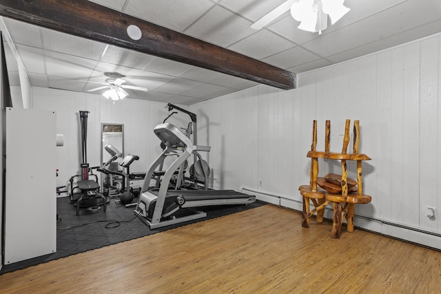 9500 135th Ave, Sawyer, ND 58781 - workout area featuring a ceiling fan and wood finished floors