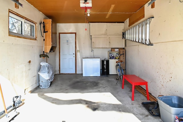 garage featuring refrigerator