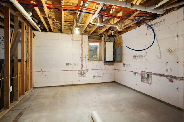 basement with electric panel