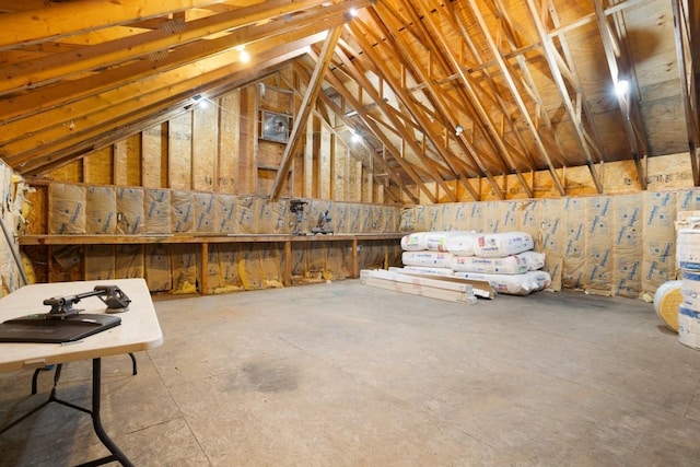 view of unfinished attic
