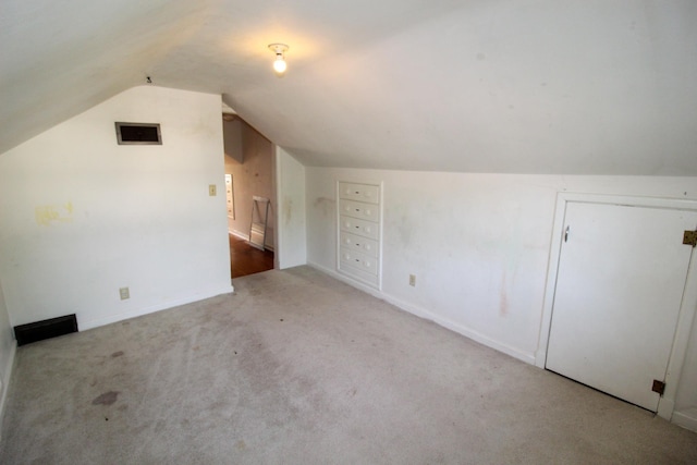 additional living space with carpet, baseboards, and lofted ceiling