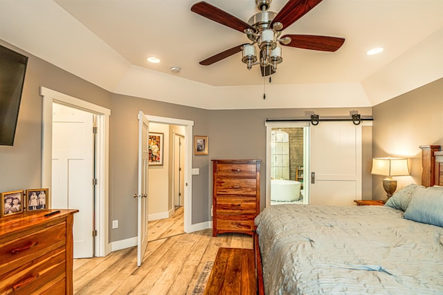 615 2nd St, Garrison, ND 58540 - bedroom with light wood-style flooring, baseboards, recessed lighting, and ceiling fan