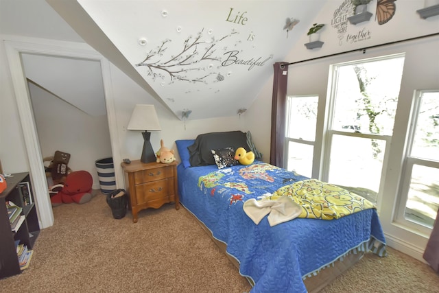 321 6th St, Minot, ND 58703 - bedroom with lofted ceiling and carpet flooring