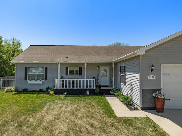 1728 Rivers Edge, Minot, ND 58701 - ranch-style house with an attached garage, covered porch, and a front lawn