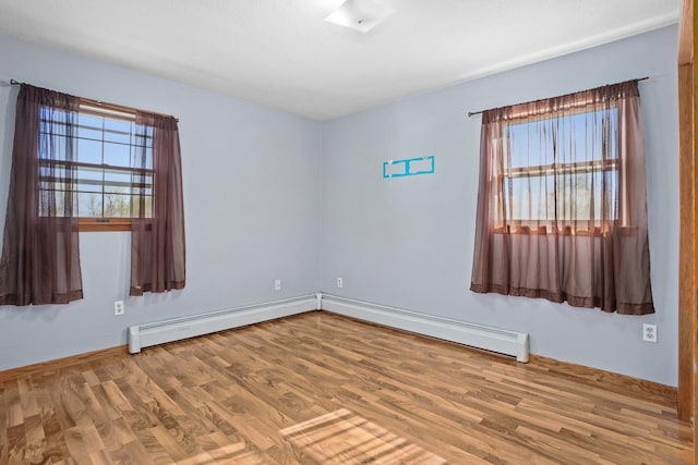 3574 91st St, Mohall, ND 58761 - unfurnished room featuring wood finished floors, baseboards, and baseboard heating