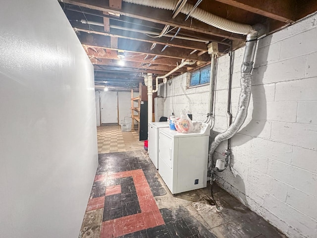 801 19th St, Minot, ND 58703 - unfinished basement with washer and dryer and tile patterned floors